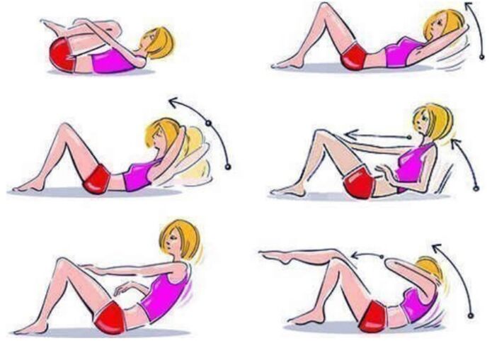 Eine Reihe von Übungen, die beim Abnehmen in Bauch und Hüften helfen